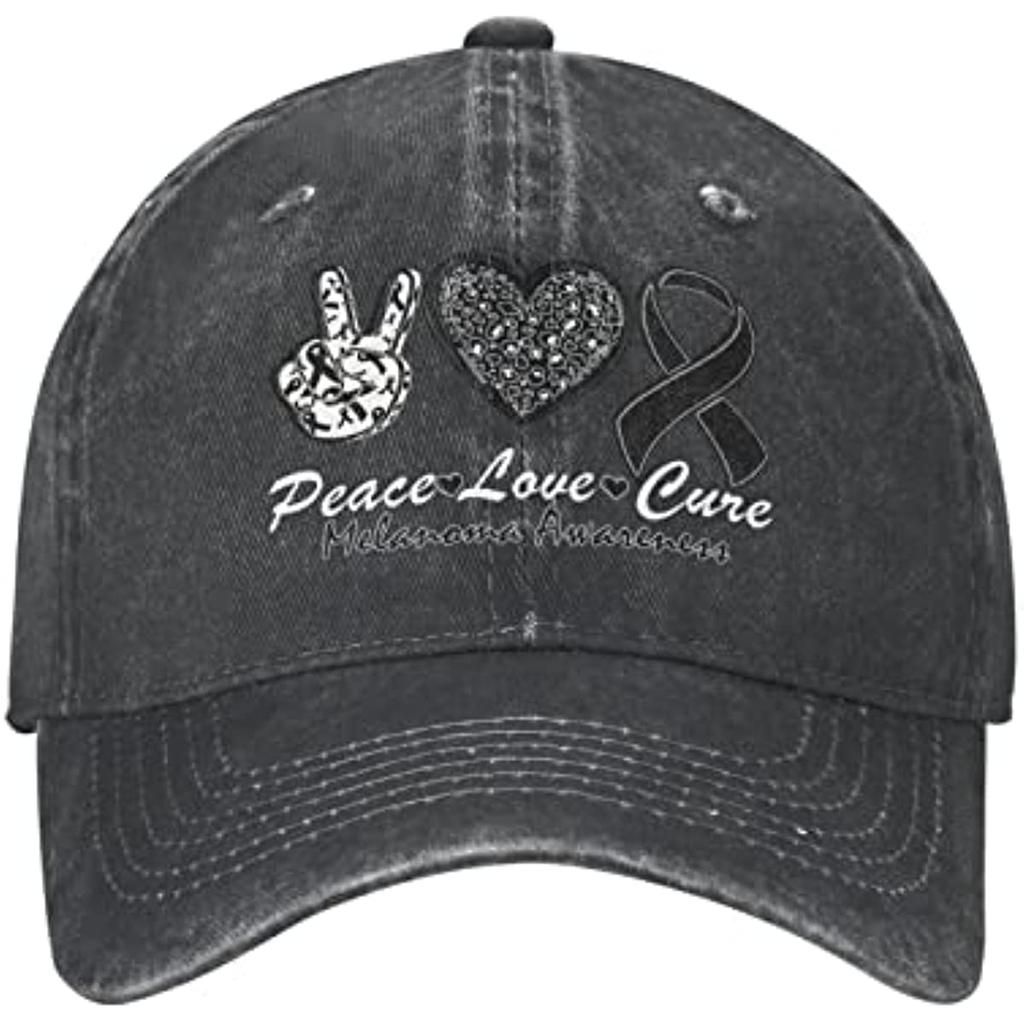Кепка с информацией о меланоме Peace Loves Cure Женская бейсболка в подарок Ковбойские шляпы Четыре сезона Джинсовая кепка Унисекс Кепка Повседневная один размер