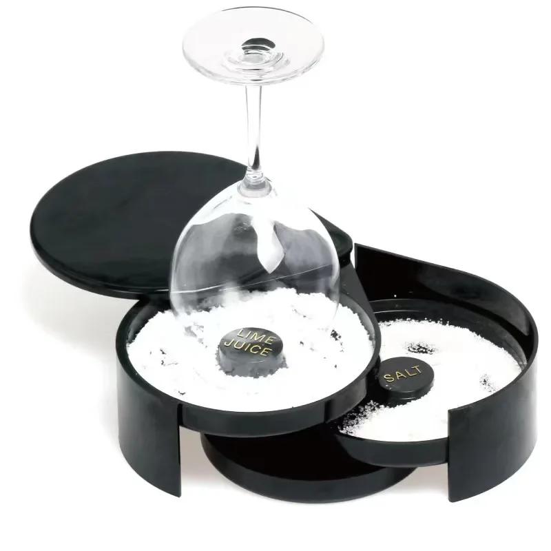 3 Tier Glass Rimmer Salt Rim Box for Cocktails Margarita-Salt Rimmer Sugar Rimming  Home Lime Juice Sugar Bar Rimming Station