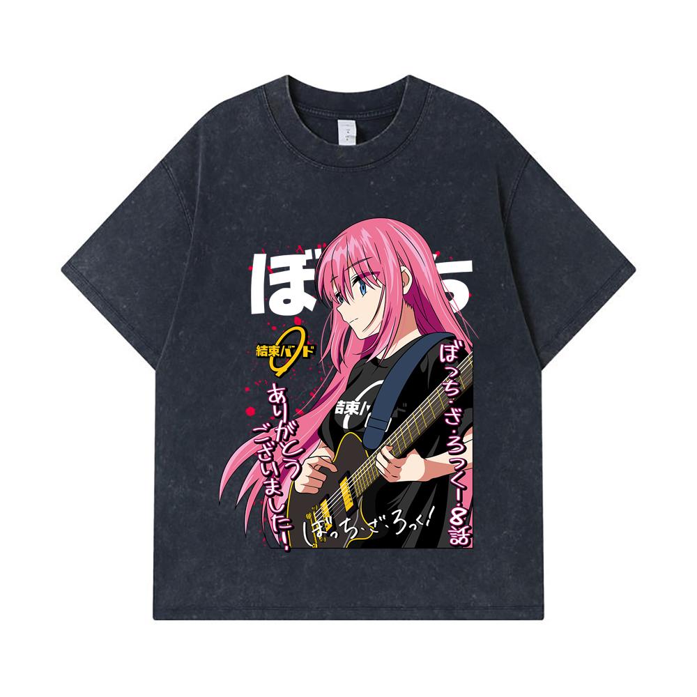 275 GSM Washed T-shirts 100% Cotton Bocchi The Rock V4 Print Unisex Heavy Cotton T Shirt