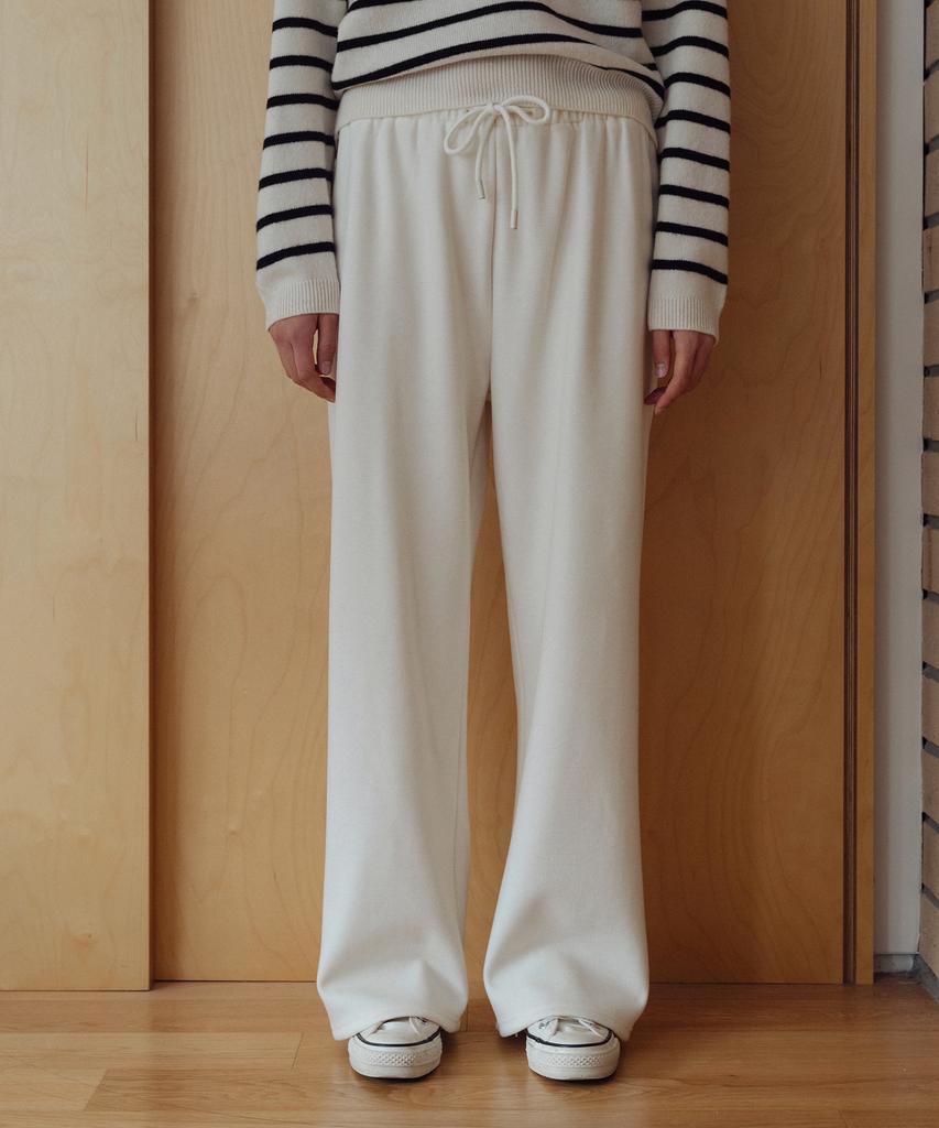 LAMINEZ Hair Soft Banding Pants - Ivory