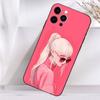 Beauty Girl Cartoon Pink  Case For iPhone 16,15,17,14,13,12,11 Plus,Pro Max,XS,X,XR,SE,Mini,8,7 Soft Silicone Black Cover
