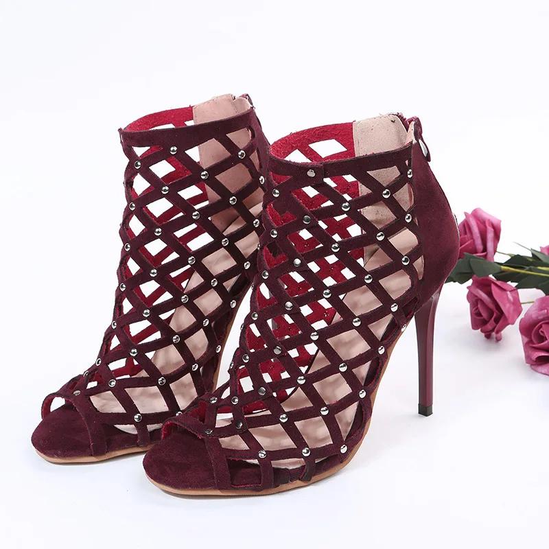 Танцевальная обувь, женские туфли на высоком каблуке для бальных танцев, ботинки для латинского танго, вечерние туфли на мягкой подошве с вырезами, обувь для танцев с открытым носком на молнии