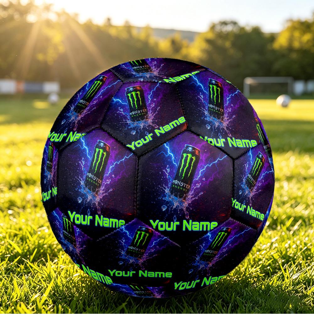 Monster Energy Size 5 Football, Custom Name Text Personalized Soccer Ball Sport Training Gift