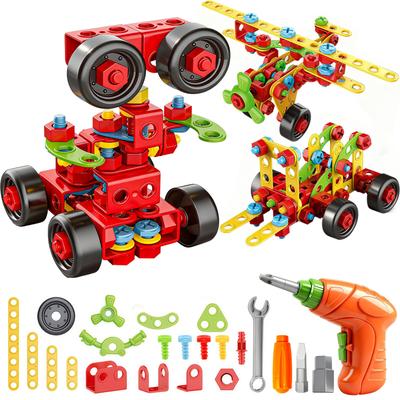 Блоки и Инструмент 288 Образовательная Игрушка с Винтами и Электрическим DIY Имитация 3D Популярная для Рождественского Подарка Игровой Набор Плотника, Детали, Дрель, Игра, Машина,