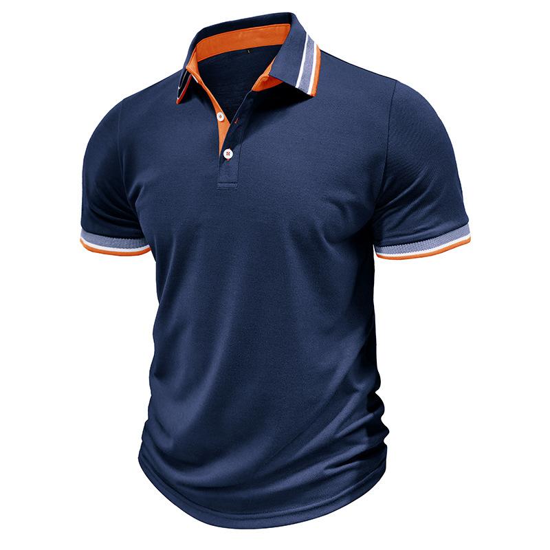 Модная мужская рубашка-поло с короткими рукавами и цветными блоками, новые мужские футболки с лацканами