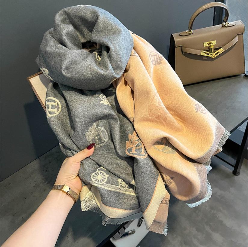 H Ma Autumn and Winter New Imitation Cashmere Scarf Women's Fashion Versatile Warm Shawl Scarf