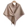 Women Shawl Wraps Solid Color Winter Neck Warm Knitted Cardigan Cape Imitation Wool Cashmere Shoulder Poncho Coat Shawl Scarf