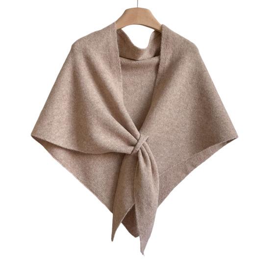 Women Shawl Wraps Solid Color Winter Neck Warm Knitted Cardigan Cape Imitation Wool Cashmere Shoulder Poncho Coat Shawl Scarf