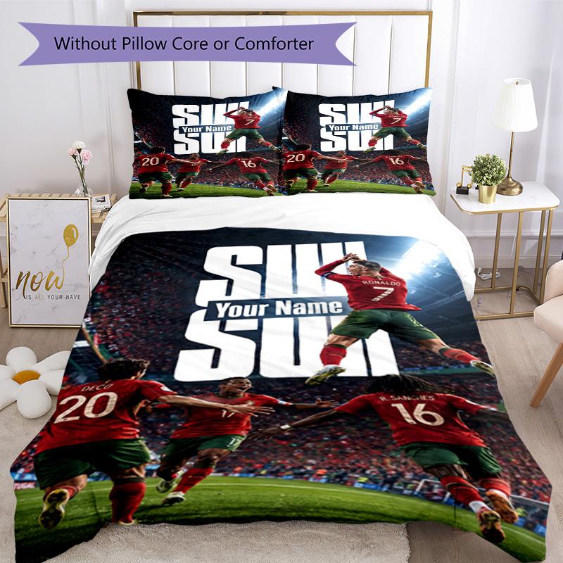 Cristiano Ronaldo Customize Your Name Custom Bedding Suitable for Bedrooms Machine Washable Custom Room Decor Christmas, WeddingPerfect