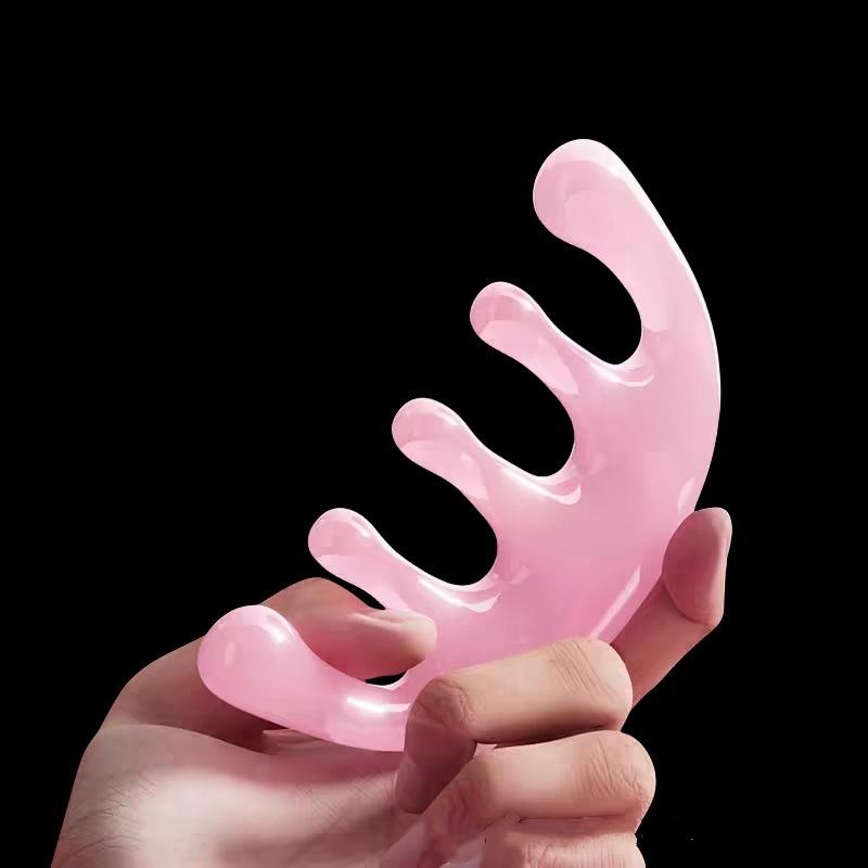 1 Teeth Head Acupoint Massage Comb Resin Big Teeth Big Teeth Meridian Blood 1-Paw Half Round Shap Comb for Stress Relief