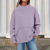 Women's Fashion Oversized Fleece-Lined Long-Sleeve High-Neck Pullover Solid Color Sweatshirt