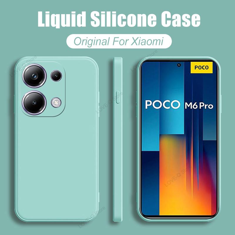 Для Poco M6 M6Pro PocoM6 Pro Чехол Роскошный жидкий силиконовый чехол для Xiaomi Poco M6 M 6 M6Pro PocoM6 Pro 4G Мягкие чехлы для телефонов