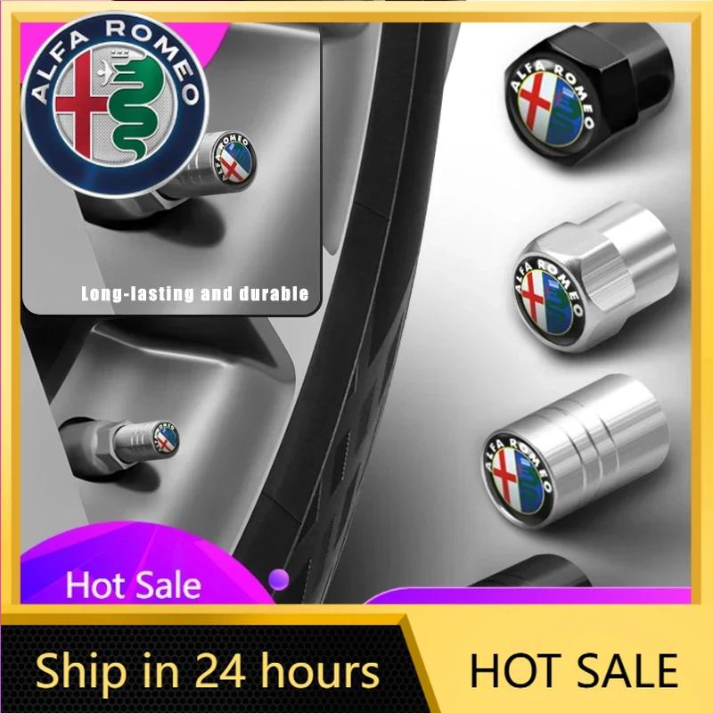 Car Stickers For Alfa Romeo for 3D Metal Tire Valve Caps Car Tyre Air Stems Cover For Alfa Romeo Giulia Stelvio Giulietta 156 1