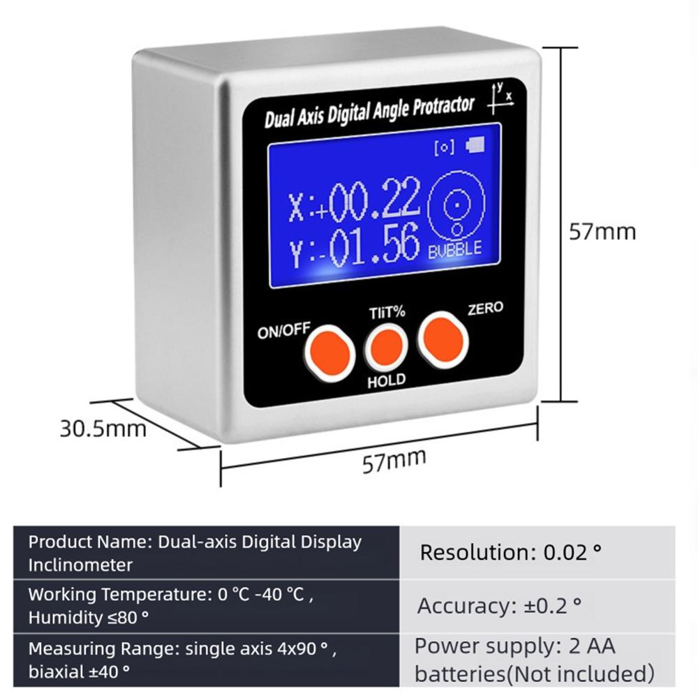 Металлический двухосевой цифровой угломер уровень угломер углоискатель угломер инклинометр с подсветкой и магнитным основанием