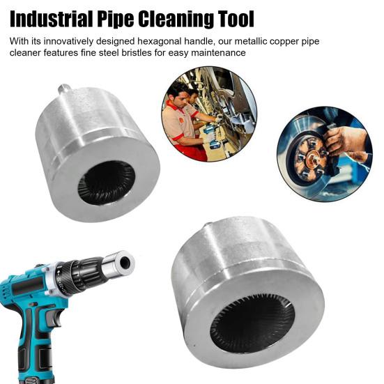 Copper Pipe Cleaner Full Metal Drill Tube Cleaning Brush Rustproof Corrosion Resistant Copper Tube Pipe Cleaning Brush Tool