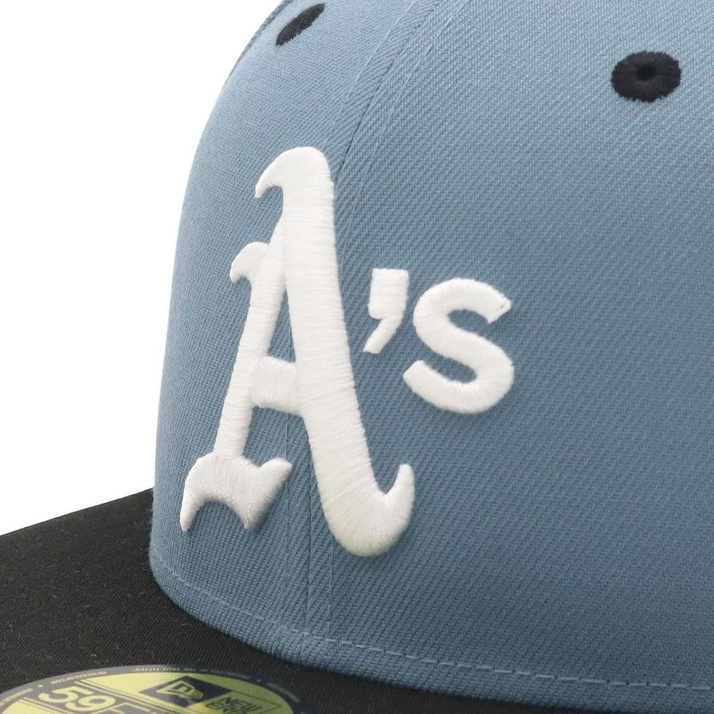 New Era 59FIFTY Cap 71007587 NER37C4035 ATH Fedded Blue New Era Cap Side Patch MLB ONSPOTZ Special Order SIDE PATCH 2Tone UNDER VISOR MLB Oakland