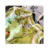 Women S Fresh Sweet Green Floral Silk Small Square Scarf For Spring Summer