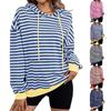 Fashionable Women's Striped Hooded Sweatshirt Loose Casual Hooded Sweatshirt