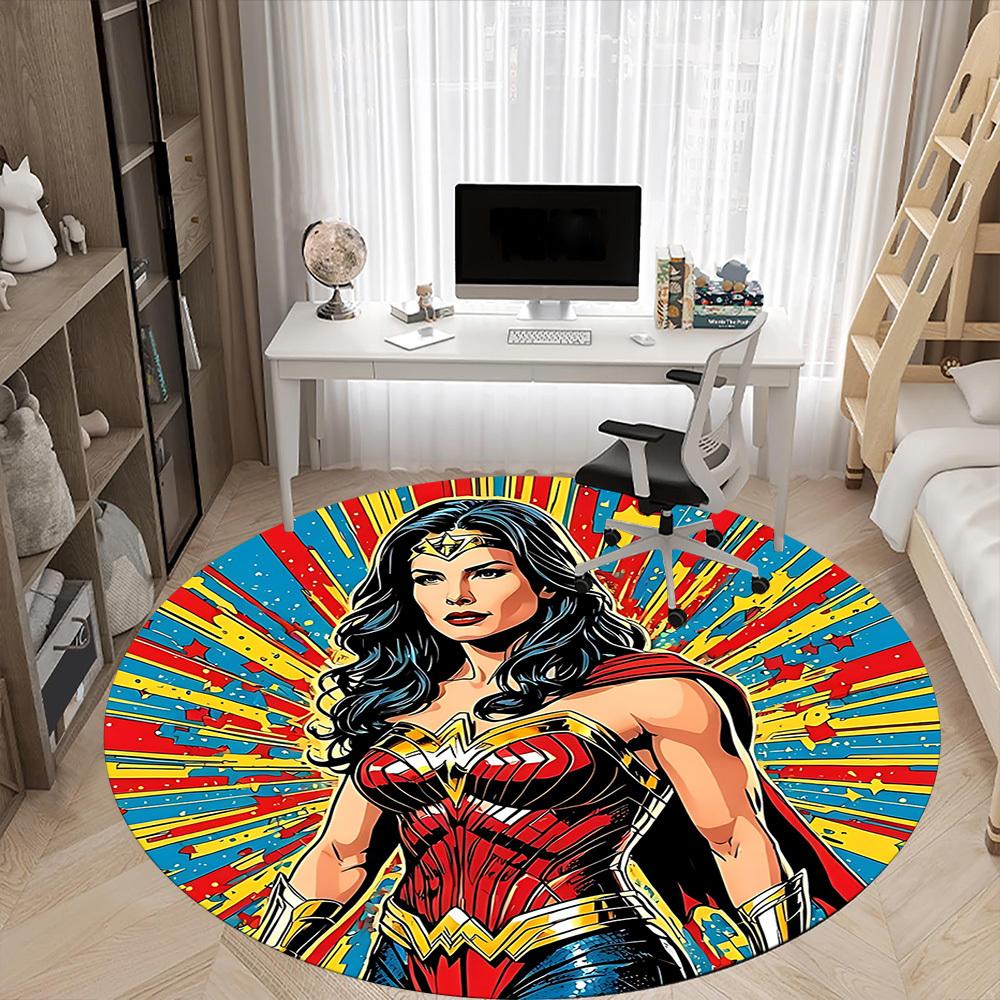 1pc Wonder Woman, Superhero Chair Carpet for Office Non-Slip, Indoor Non-Slip Washable Carpet, Non-Shedding Mat For Office yy251030073
