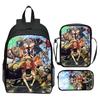 One Piece Printed 3-Piece Backpack Set Cartoon Pirate Navy Elementary School Bag Large Capacity Water-Resistant Kids Backpack