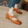 Genuine Leather Square Toe Women's Spring Shoes 2024 New Spring High Heels Pumps for Women Working Party Shoes Woman Heels Women