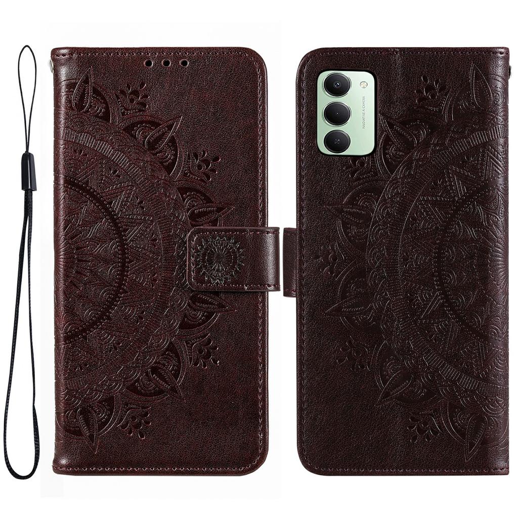For Xiaomi Redmi 15 5G (EU) (171mm)/4G (EU) (171mm) Stand Case Imprinted Totem PU Leather Wallet Phone Cover with Wrist Strap