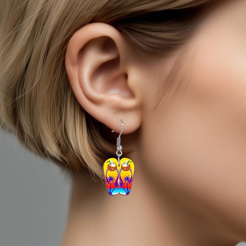 2D Плоские Гавайские Летние Серьги Шлепанцы Акриловые Серьги Модная Бижутерия Элегантные Серьги Вечерние Серьги