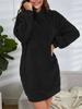 Women's Oversized Long-Sleeve Knit Fleece Hooded Dress