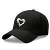 [Love Heart Baseball Cap] White heart print, polyester, adjustable & breathable. Unisex for daily wear, outdoor sports, sun protection and gifting.