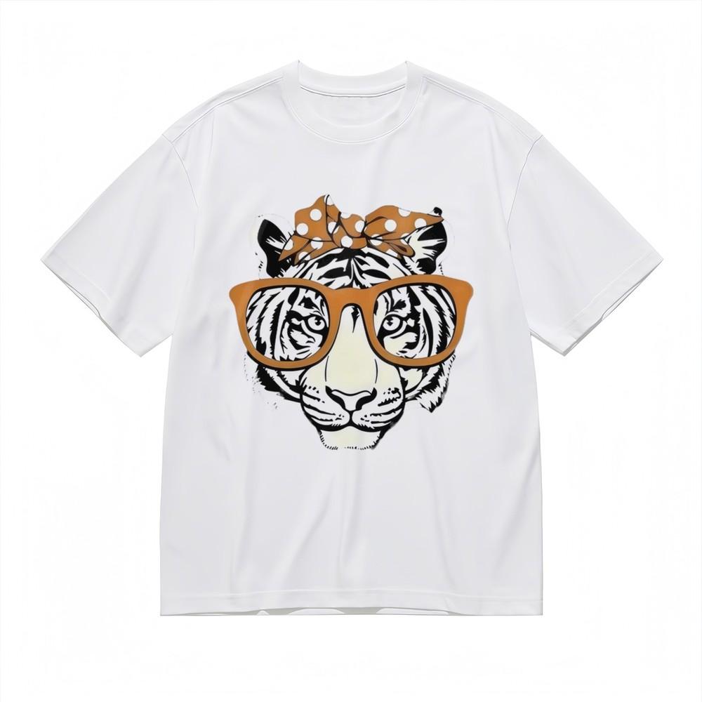 Женская трендовая классическая футболка с небольшим стрейчем, с графическим принтом в виде глаз животного