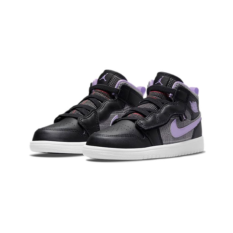 Air Jordan 1 Mid Alt SE PS Houndstooth Black Lilac White Metallic Silver DO2493-015