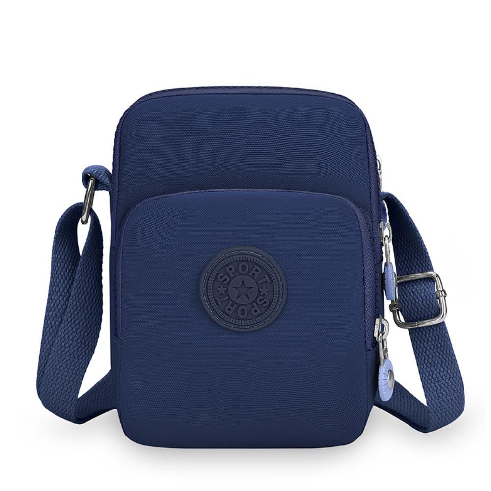 Квадратная нейлоновая сумка через плечо с регулируемым ремешком, маленькая сумка для телефона, простая сумка через плечо на молнии для женщин