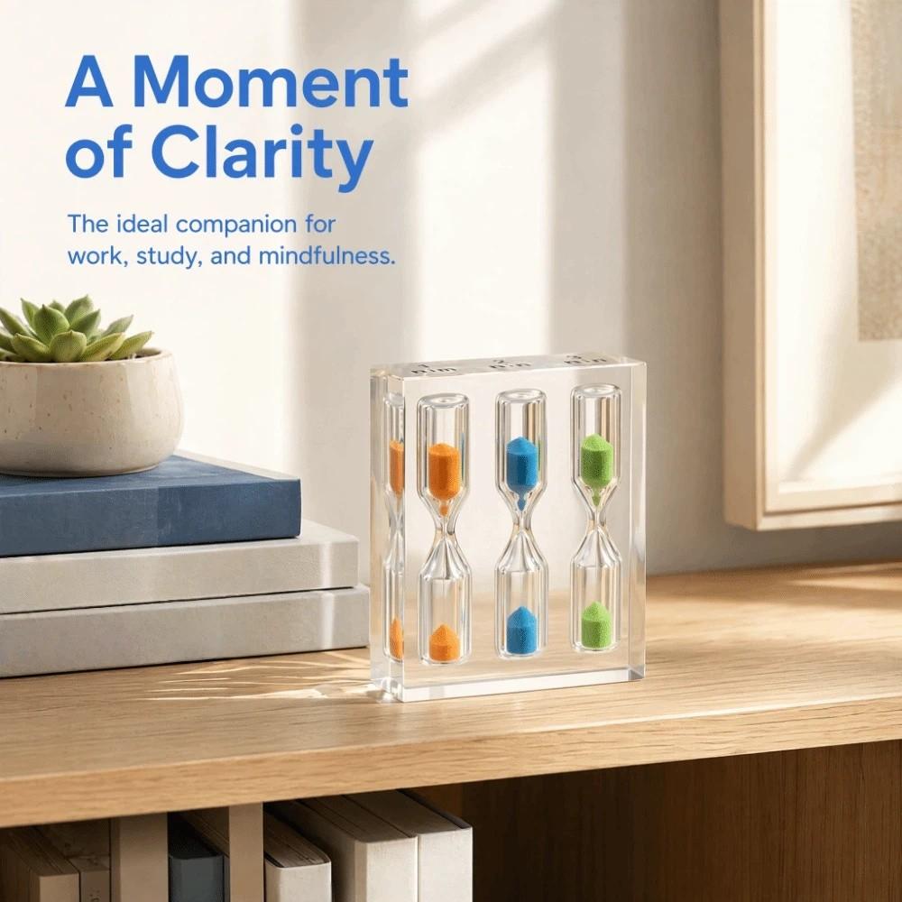 Portable 1/2/3/4/5 Minutes Hourglass 3 in 1 Sand Timer Clock Acrylic Hourglass Timer School Use