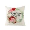 Spring Floral Throw Pillow Cover Polyester Printed Sofa Cushion Cover Blue Truck Bedroom Cushion Cover