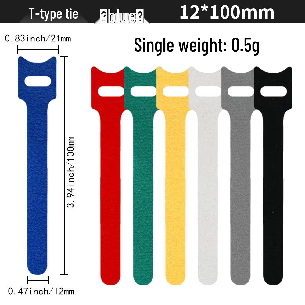 T-Type Magic Tape Cable Ties for Earphones, Data Cables, Organizers, and Network Cables with Back-to-Back Adhesive Straps.