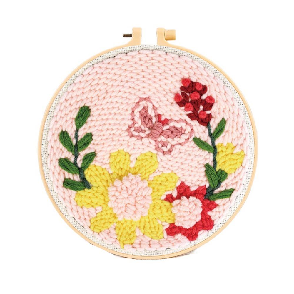 Handmade Punch Needle Set Flower Pattern Rug Punch Embroidery Starter Kit  Educational Toys