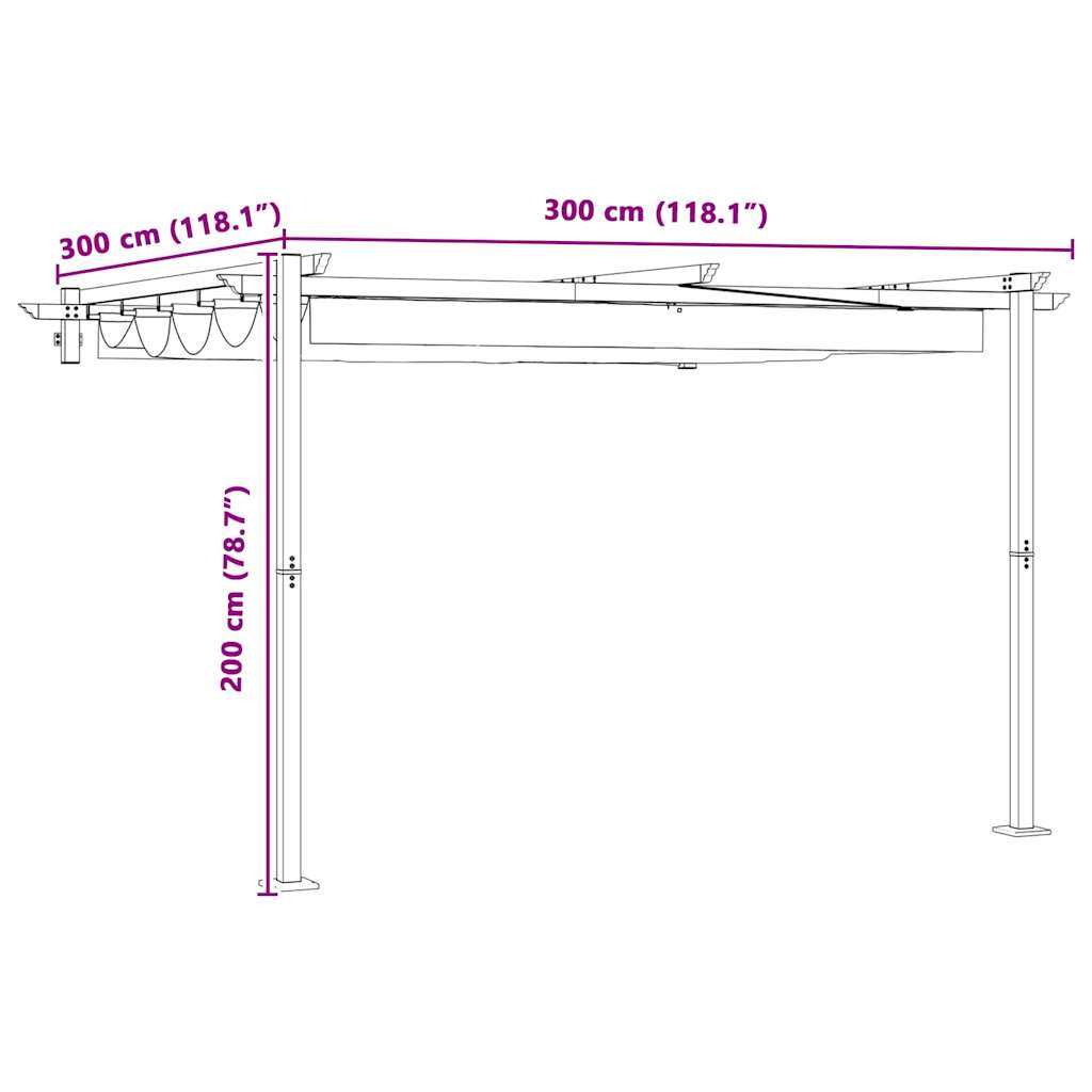 Pavilion 300 x 300 x 200 cm Anthracite Polyester