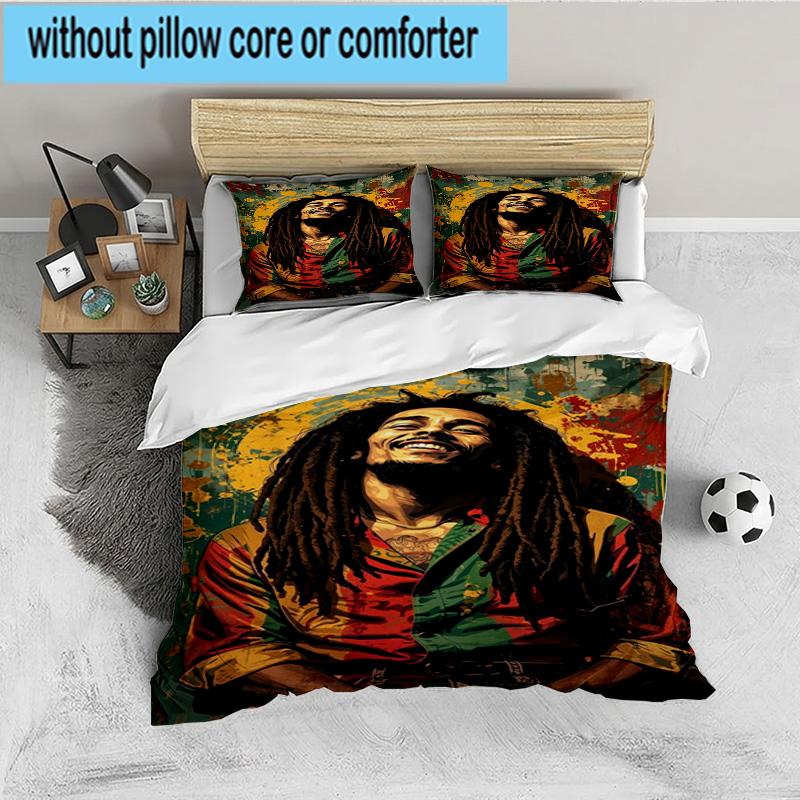 Bob music Vibrant Art 3PCS Bedding set,Ideal for 1pc Duvet Cover And 2pcs Pillowcases Perfect for Fan gift,Ideal for Bedroom, Dormitory