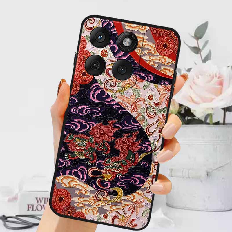 3D Тисненые Чехлы Для Edge 60 Fusion / Edge 60 Pro Рельефные Тисненые Ретро Силиконовая Задняя Крышка Для Edge 60 Stylus Черный Funda 60 Pro