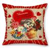 Valentine's Day Pillow Cover Red Heart Puppy Retro Pillow Cover Decoration for Sofa Bedroom Living Room Cushion Cover