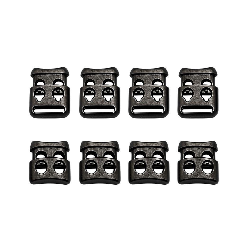 10pcs Plastic Rope Clamp Cord Lock Stopper Black Run Sports Clips for Lanyard Chest Tag