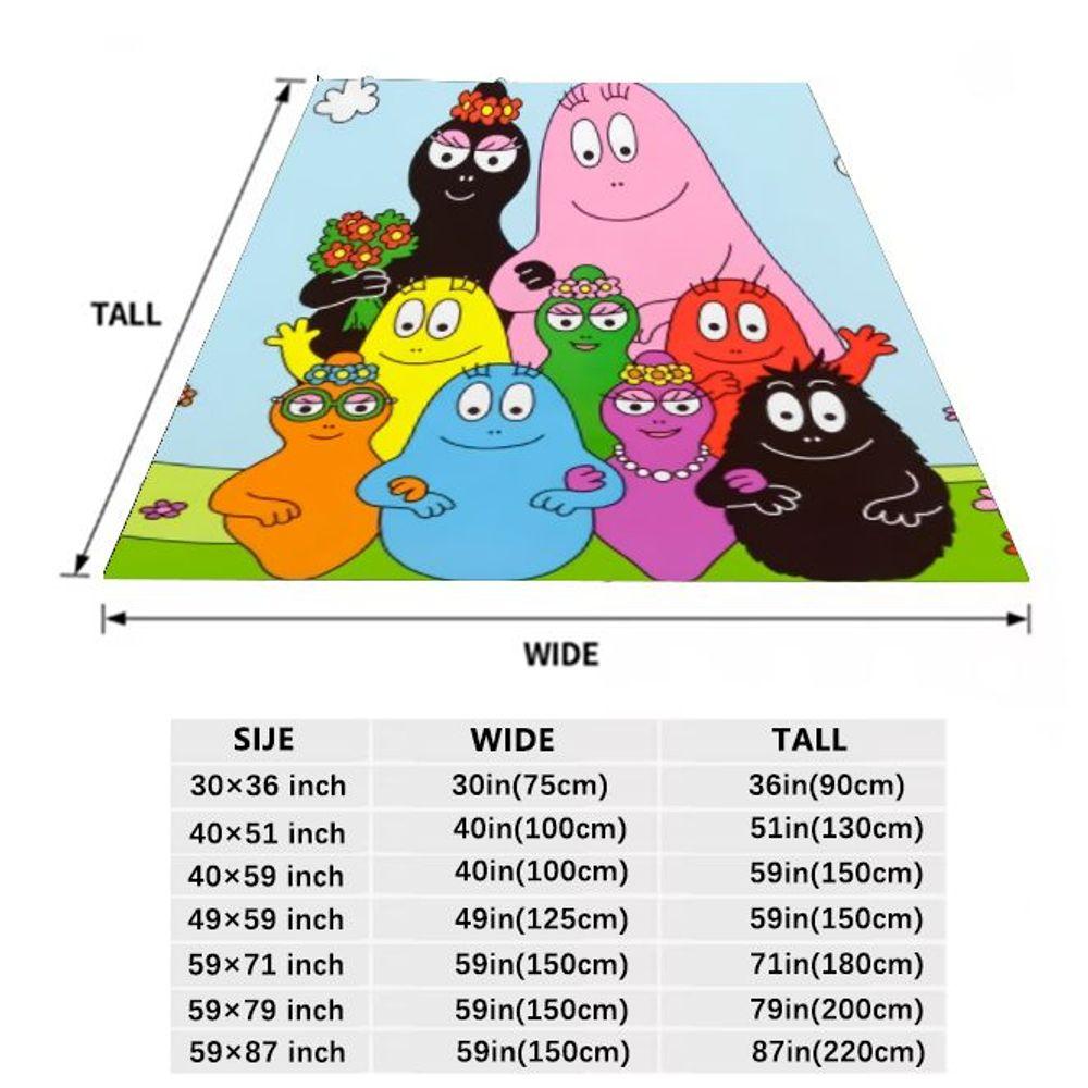 Красочное одеяло-плед с семьей Барбапапа - причудливый дизайн персонажей в форме капель для семейных объятий, уютное, мягкое, из микрофибры