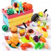 Play House Set HOLYFUN Educational Toy Play House 48 Piece Set Kitchen Set Toys Pretend Play Folding Basket Realistic Ingredients Fruits and