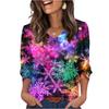 Women's Fashionable Casual Christmas Printed V-neck Top