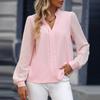 Женская повседневная модная лоскутная шифоновая рубашка с длинным рукавом и однотонной расцветкой