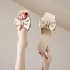 Women's Slippers 2025 Summer New Fashion Big Bowknot Thick Heel Flip-flops Shoes Elegant Mid Heels Woman Casual Sandals