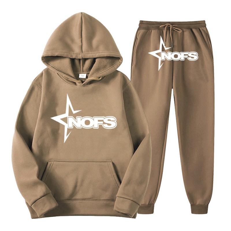Unisex Streetwear Hoodie Jogger Set Casual Loose Fit Print Sweatshirt Pants Outfit