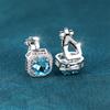 Cute Fmeale Blue Fire Opal Stone Square Clip Earrings Vintage  Color Wedding Jewelry For Women