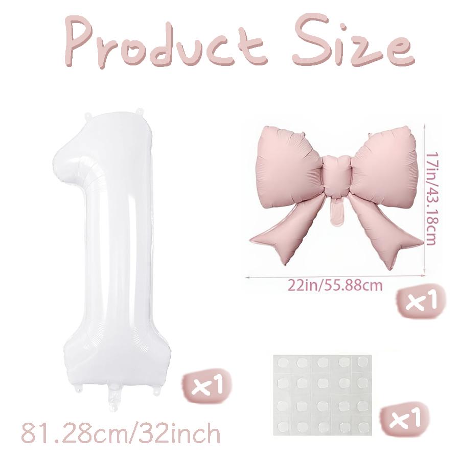 Number balloon set baby pink bow balloon ,white and pink balloon birthday proposal, weddingballoon decoration
