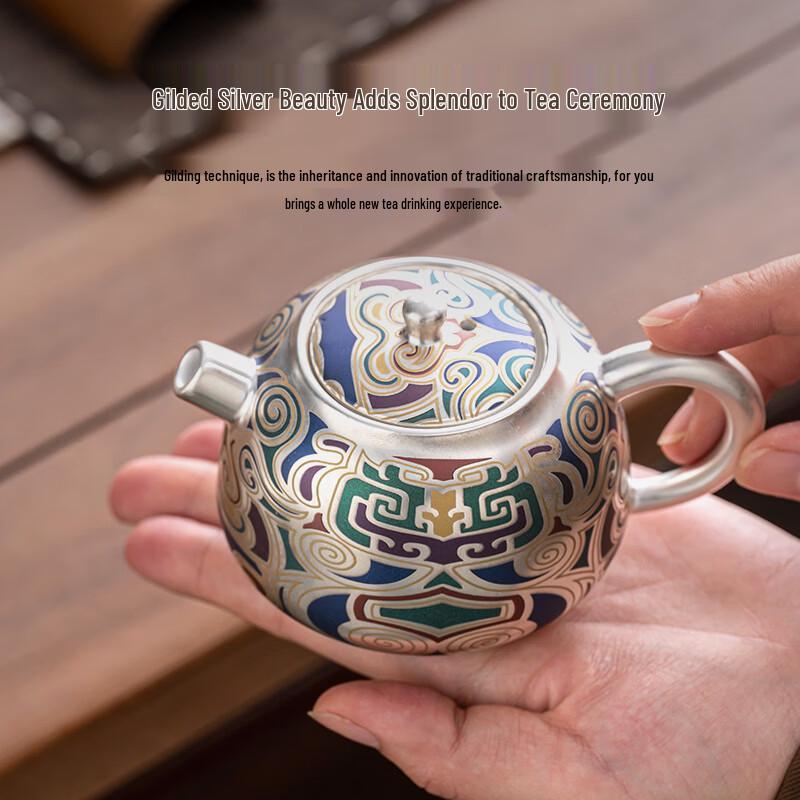 Культурно-креативный посеребренный чайный набор Dunhuang в подарочной коробке